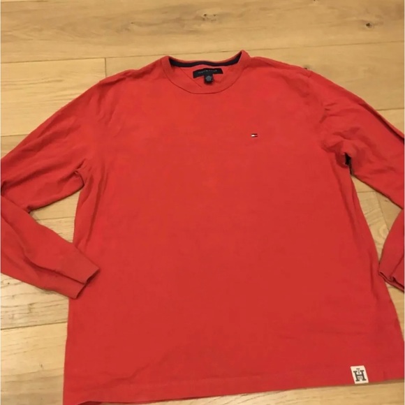 Tommy Hilfiger Pullover Sweatshirt Red Flag Logo TH85 Large - Picture 1 of 9